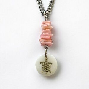 🆕 Silver Turtle in Shell with Gemstones Pendant Necklace-Stainless Steel